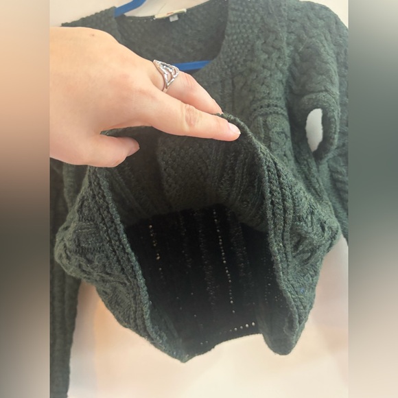 Carraig Donn Ireland Dark Green Pure New Wool Knit Buttoned Cardigan Sweater Top - Picture 9 of 9